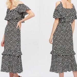 Diane Von Furstenberg Black and White Polka Dot Midi Dress